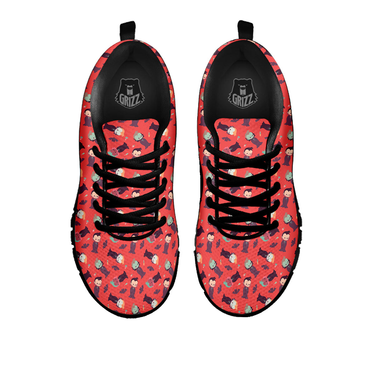Dracula Cartoon Print Pattern Black Sneaker-grizzshop