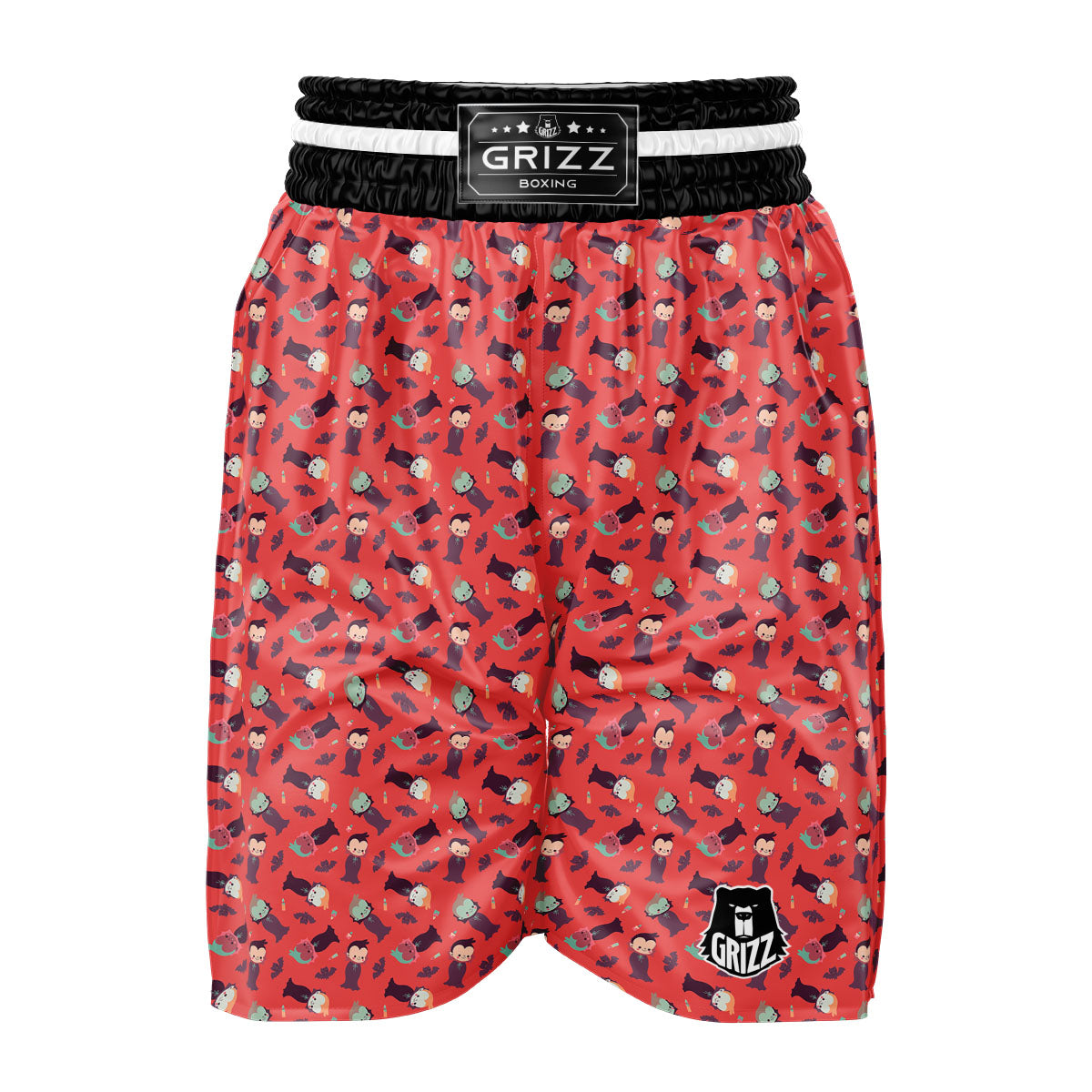 Dracula Cartoon Print Pattern Boxing Shorts-grizzshop