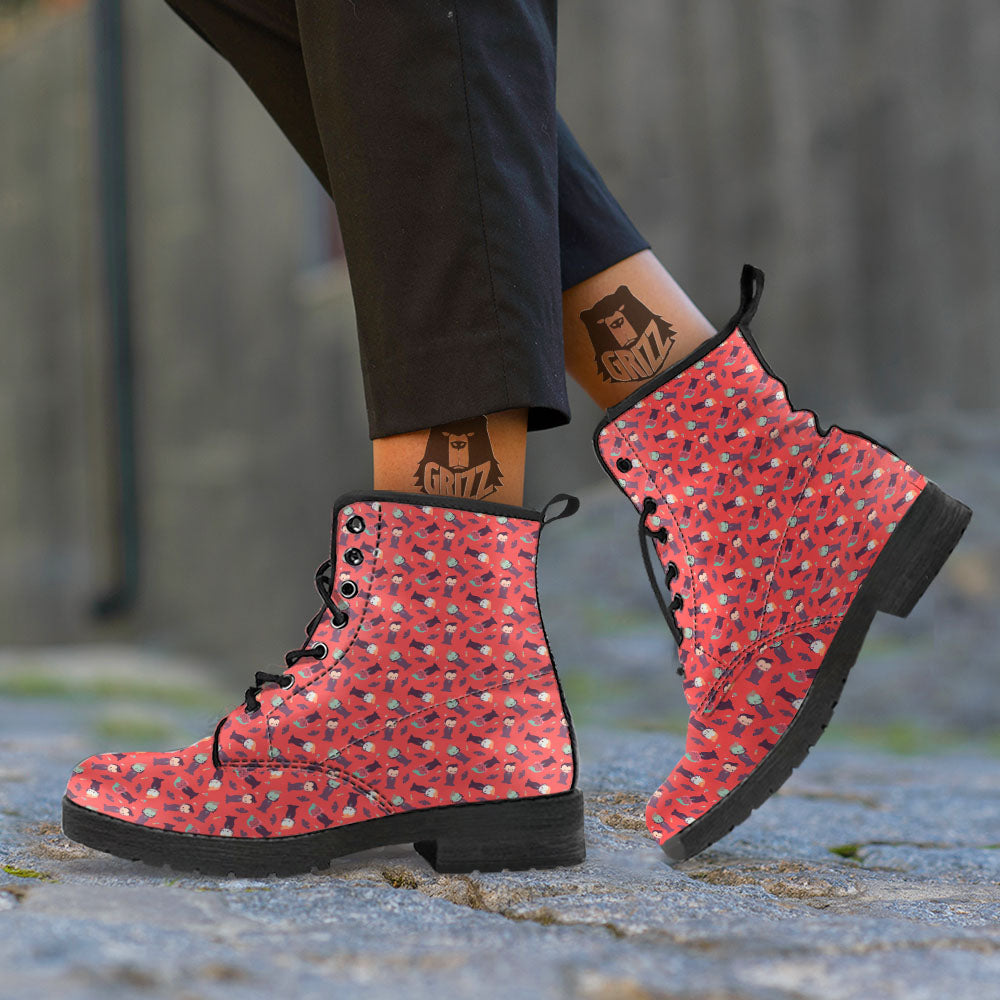 Dracula Cartoon Print Pattern Leather Boots-grizzshop