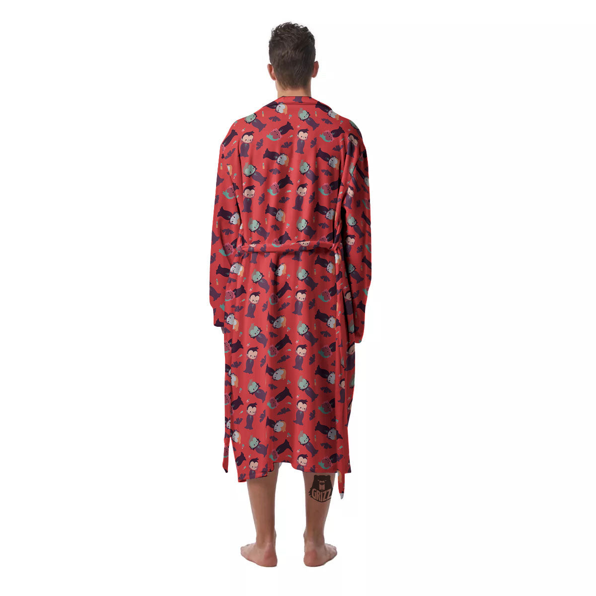 Dracula Cartoon Print Pattern Men's Robe-grizzshop