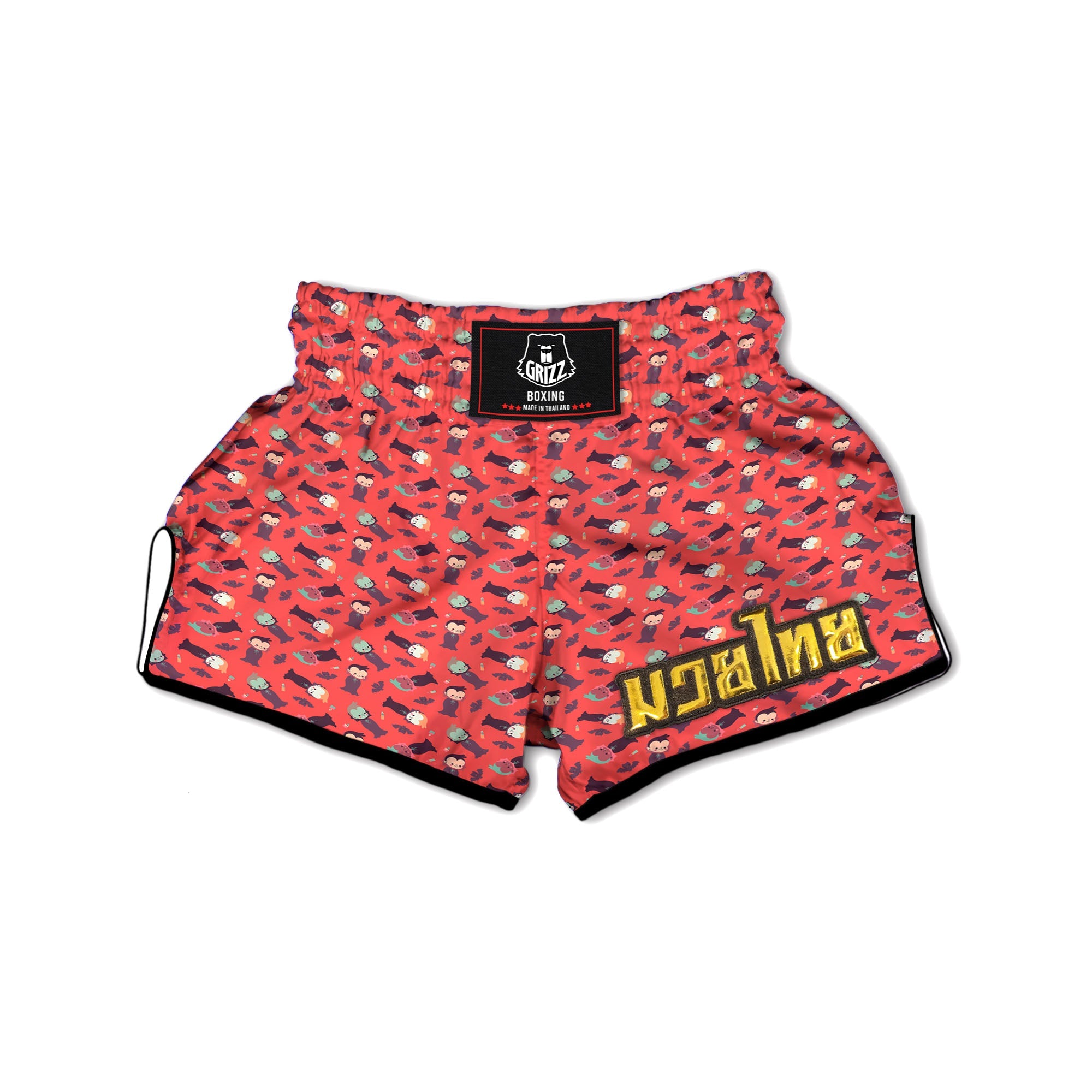 Dracula Cartoon Print Pattern Muay Thai Boxing Shorts-grizzshop