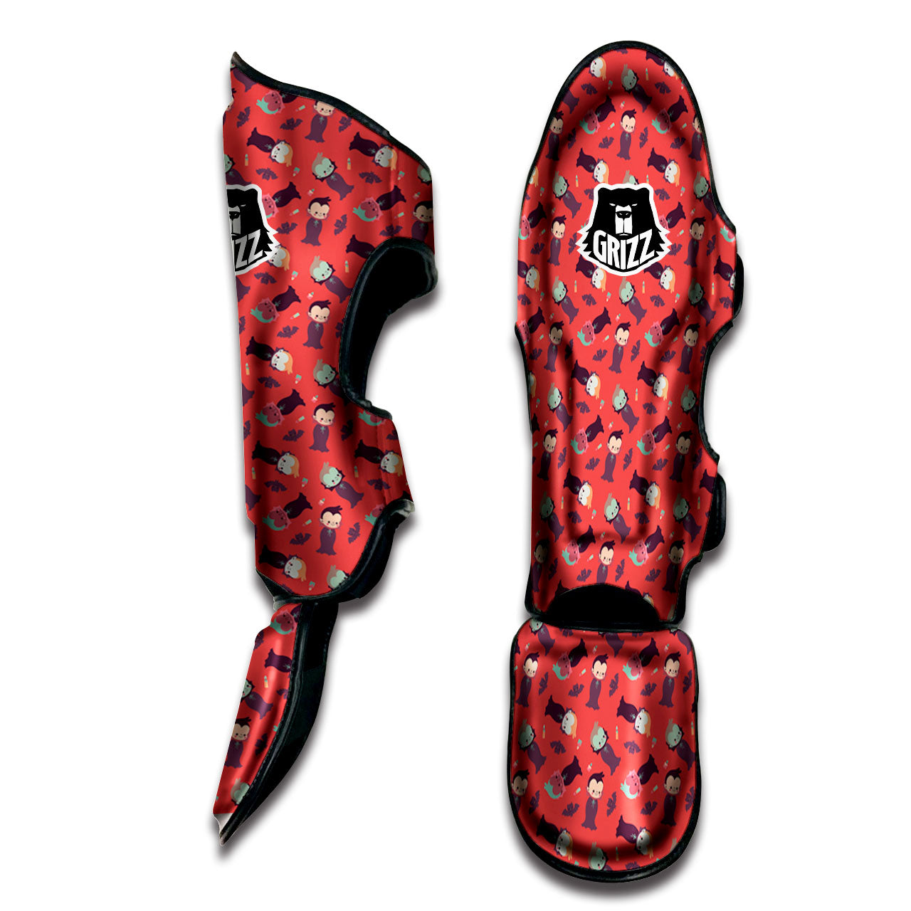 Dracula Cartoon Print Pattern Muay Thai Shin Guards-grizzshop