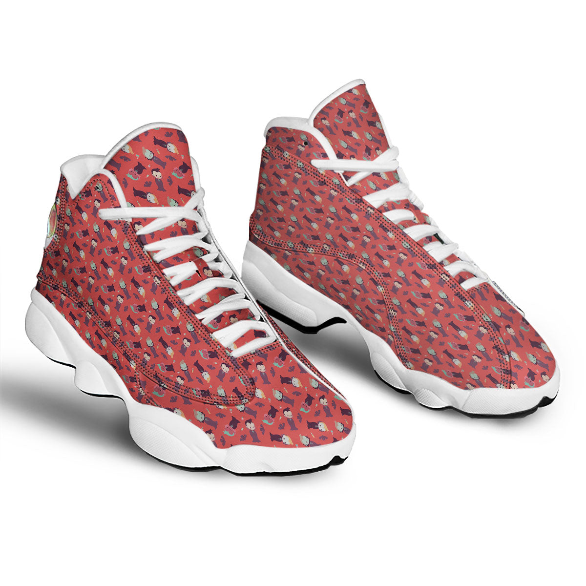 Dracula Cartoon Print Pattern White Basketball Shoes-grizzshop
