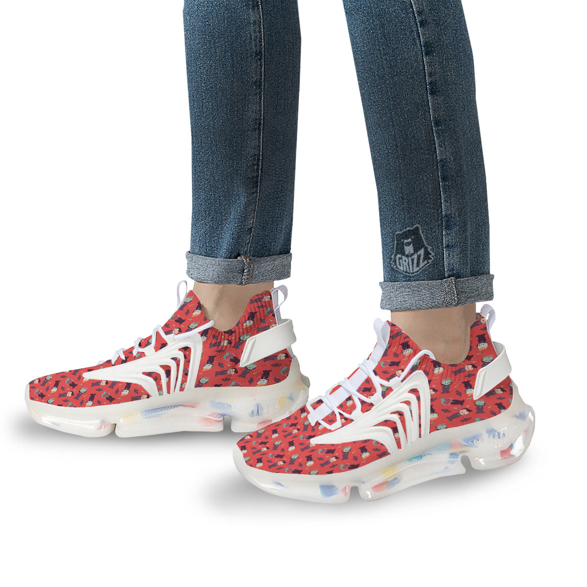 Dracula Cartoon Print Pattern White Gym Shoes-grizzshop