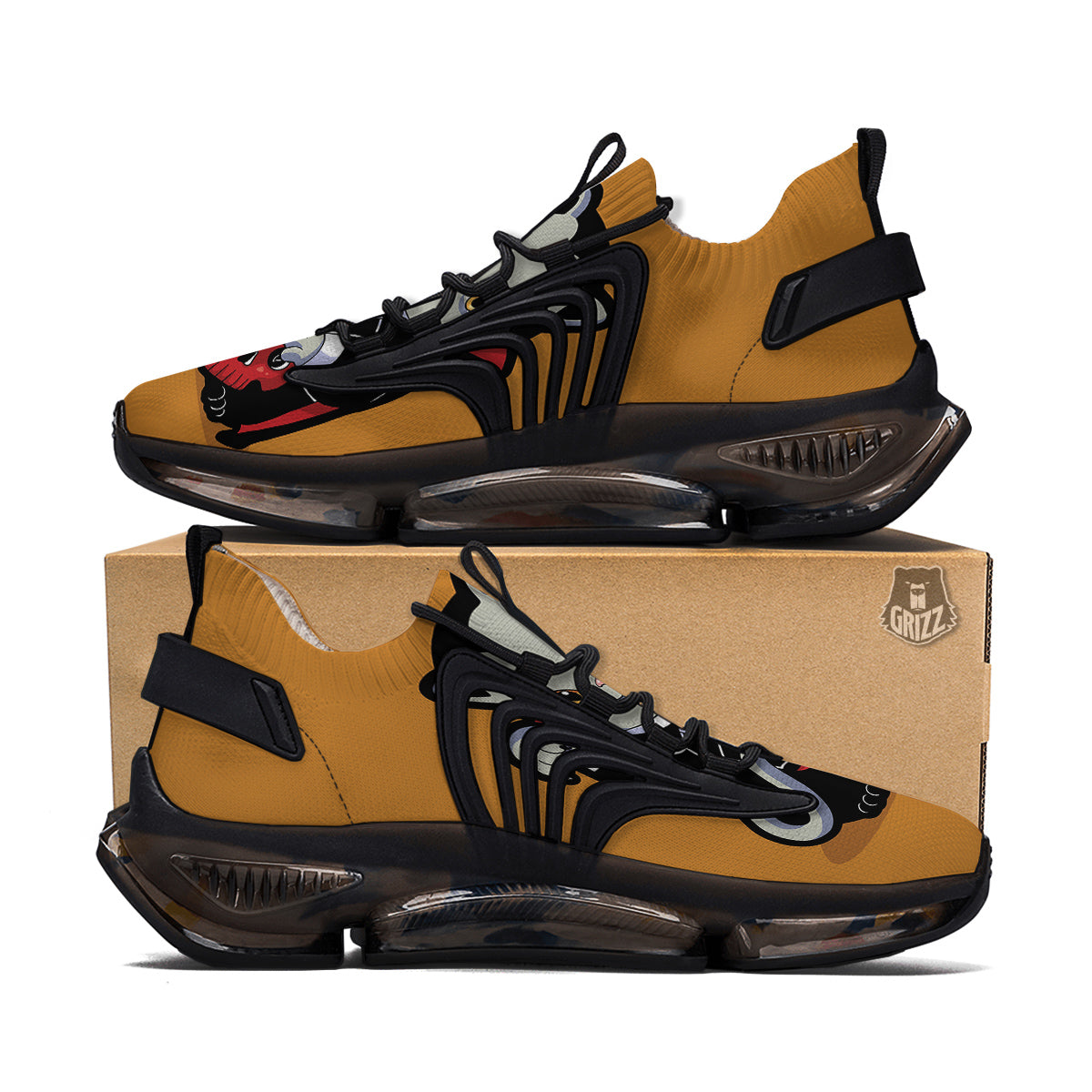 Dracula Cute Cat Print Black Gym Shoes-grizzshop