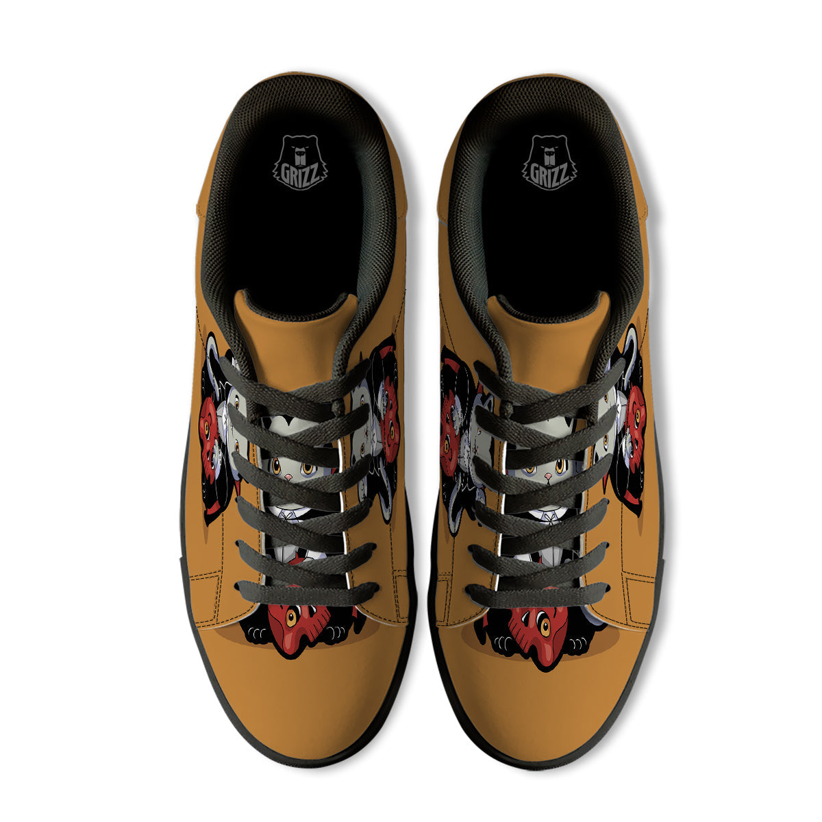 Dracula Cute Cat Print Black Low Top Sneakers-grizzshop