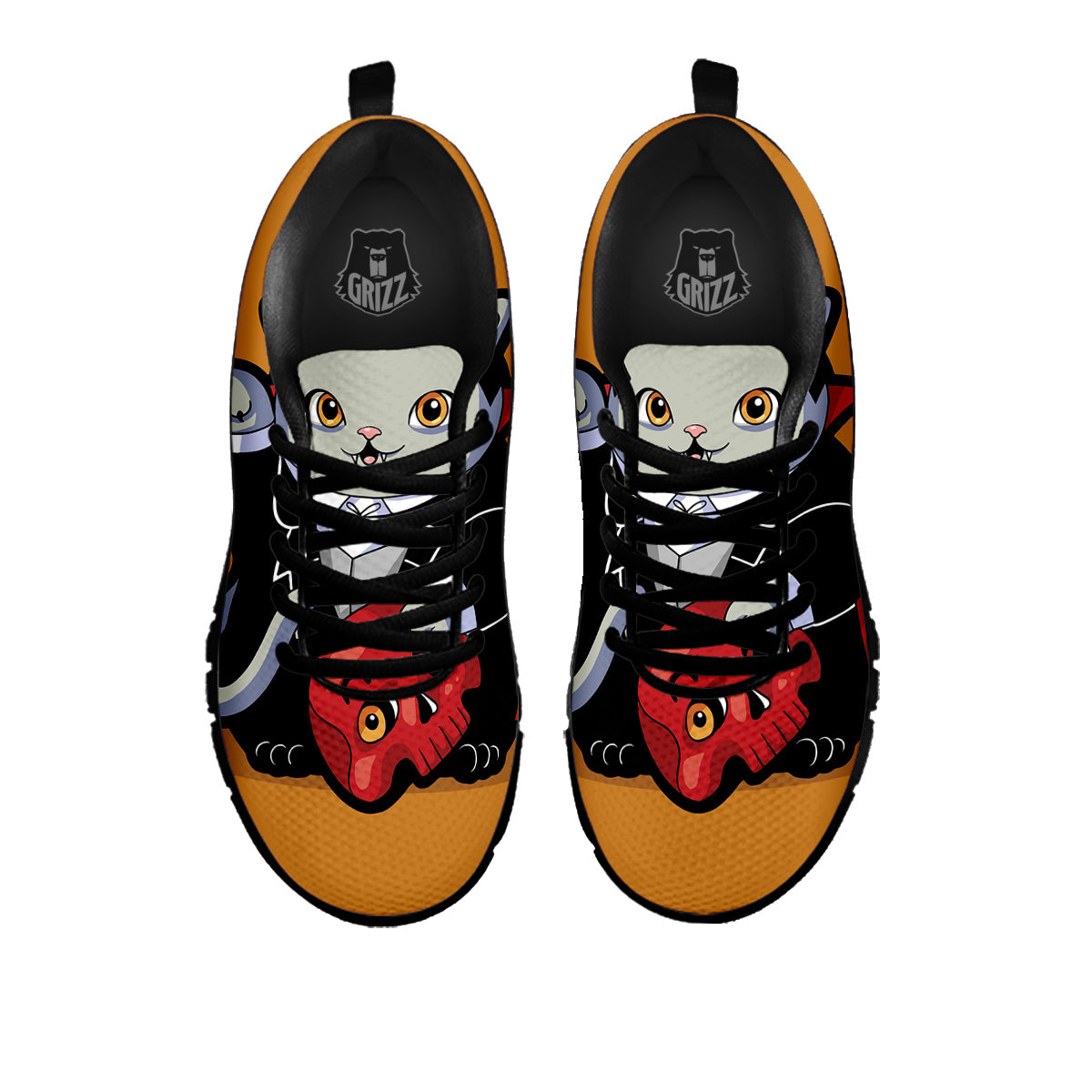Dracula Cute Cat Print Black Sneaker-grizzshop