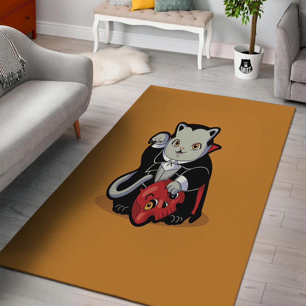 Dracula Cute Cat Print Floor Mat-grizzshop