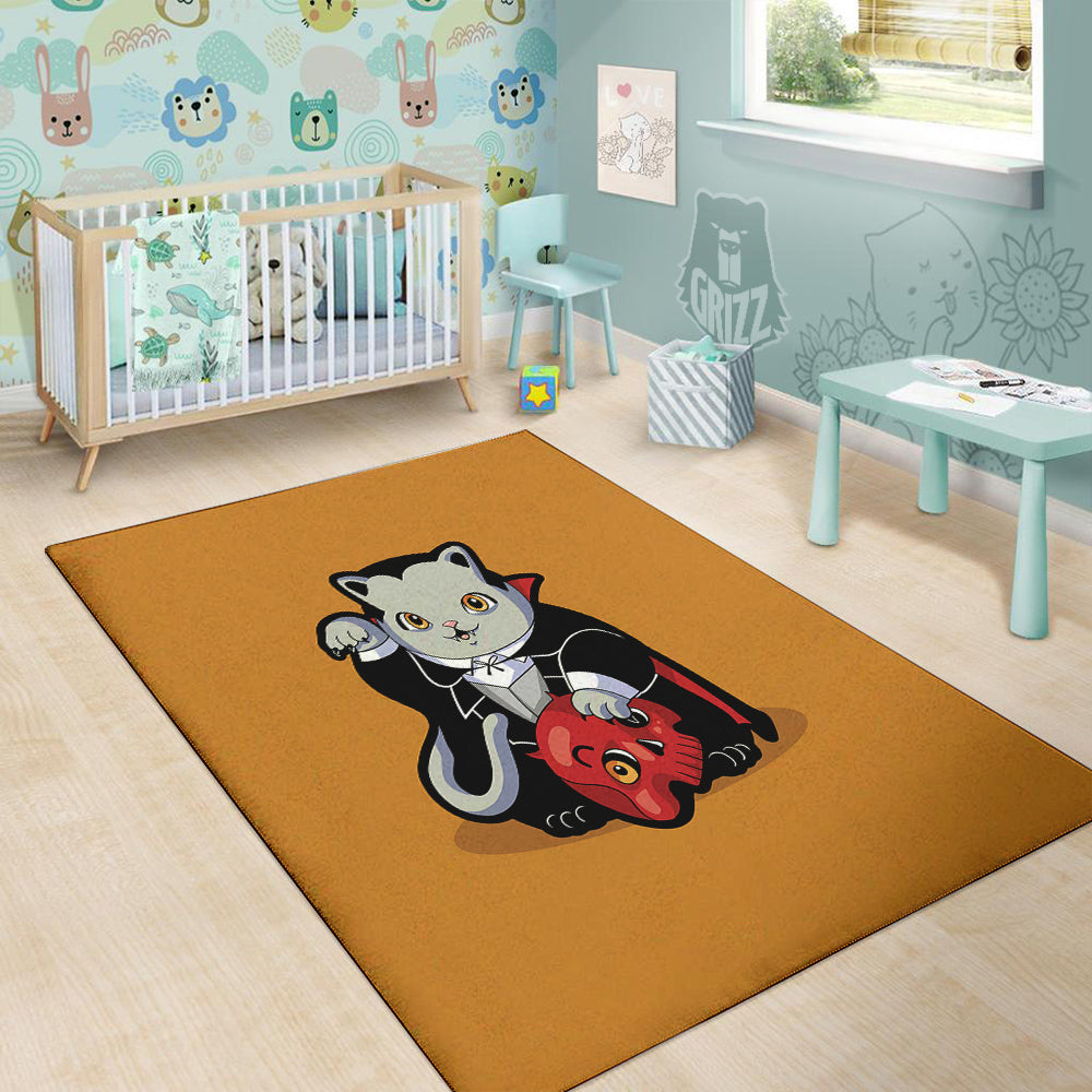 Dracula Cute Cat Print Floor Mat-grizzshop