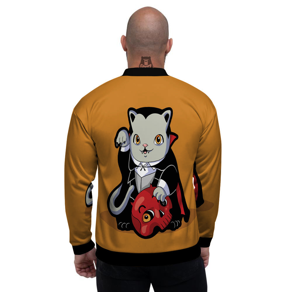 Dracula Cute Cat Print Men's Bomber Jacket-grizzshop