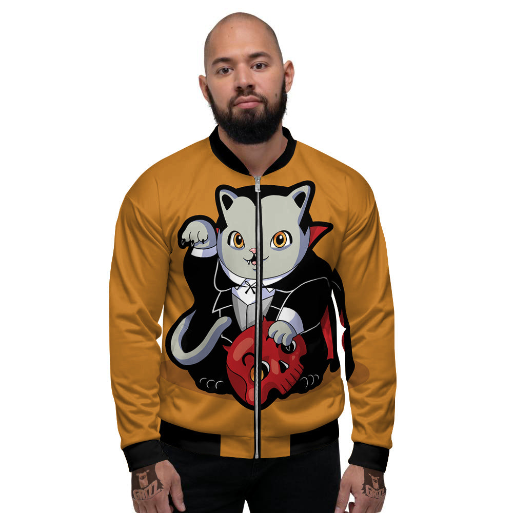 Dracula Cute Cat Print Men's Bomber Jacket-grizzshop