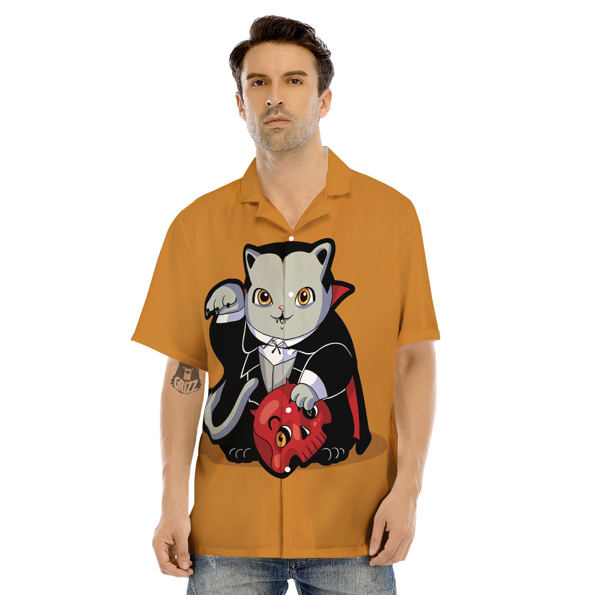 Dracula Cute Cat Print Men's Hawaiian Shirt-grizzshop