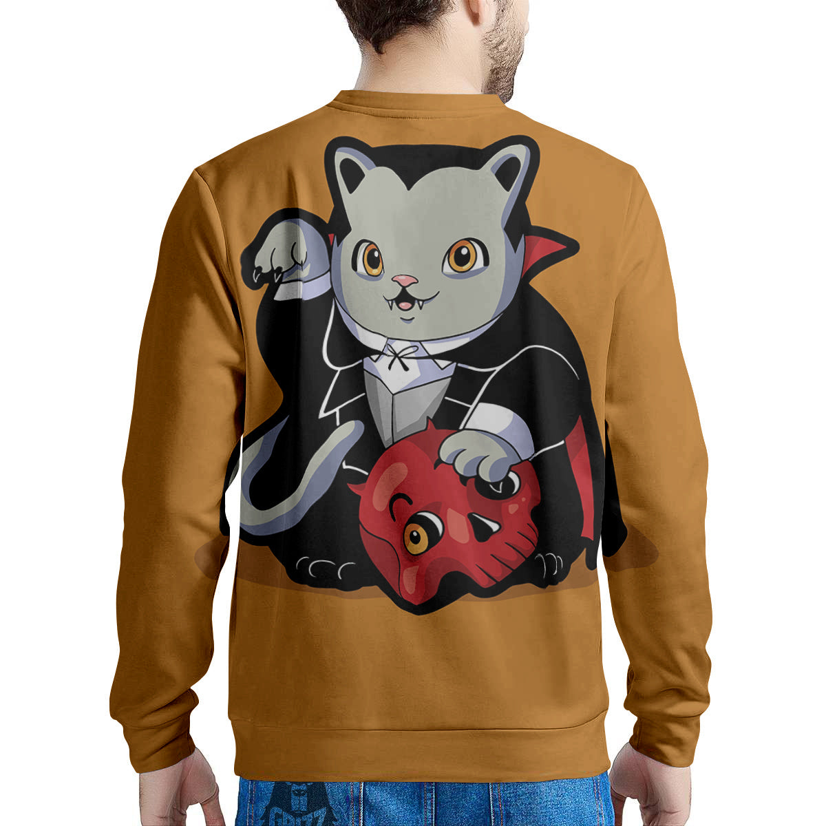 Dracula Cute Cat Print Men's Sweatshirt-grizzshop
