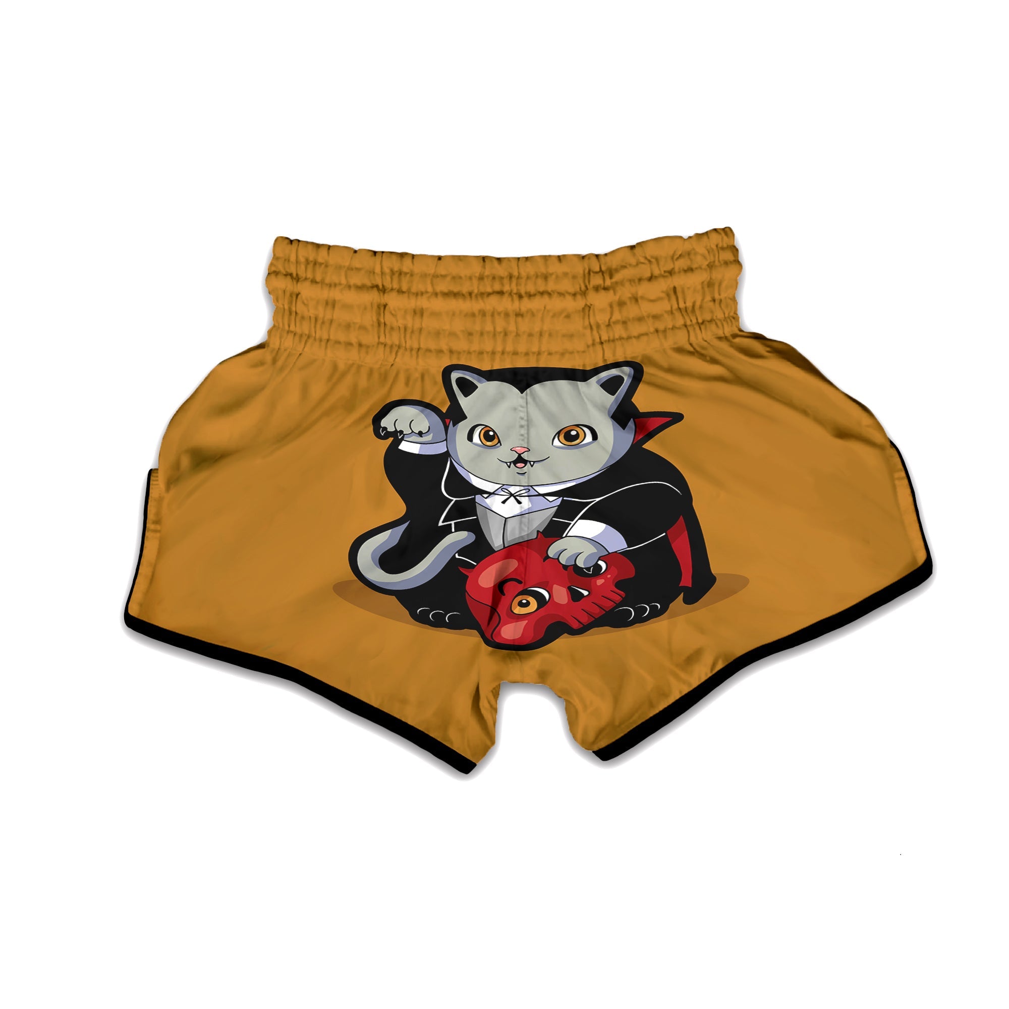 Dracula Cute Cat Print Muay Thai Boxing Shorts-grizzshop