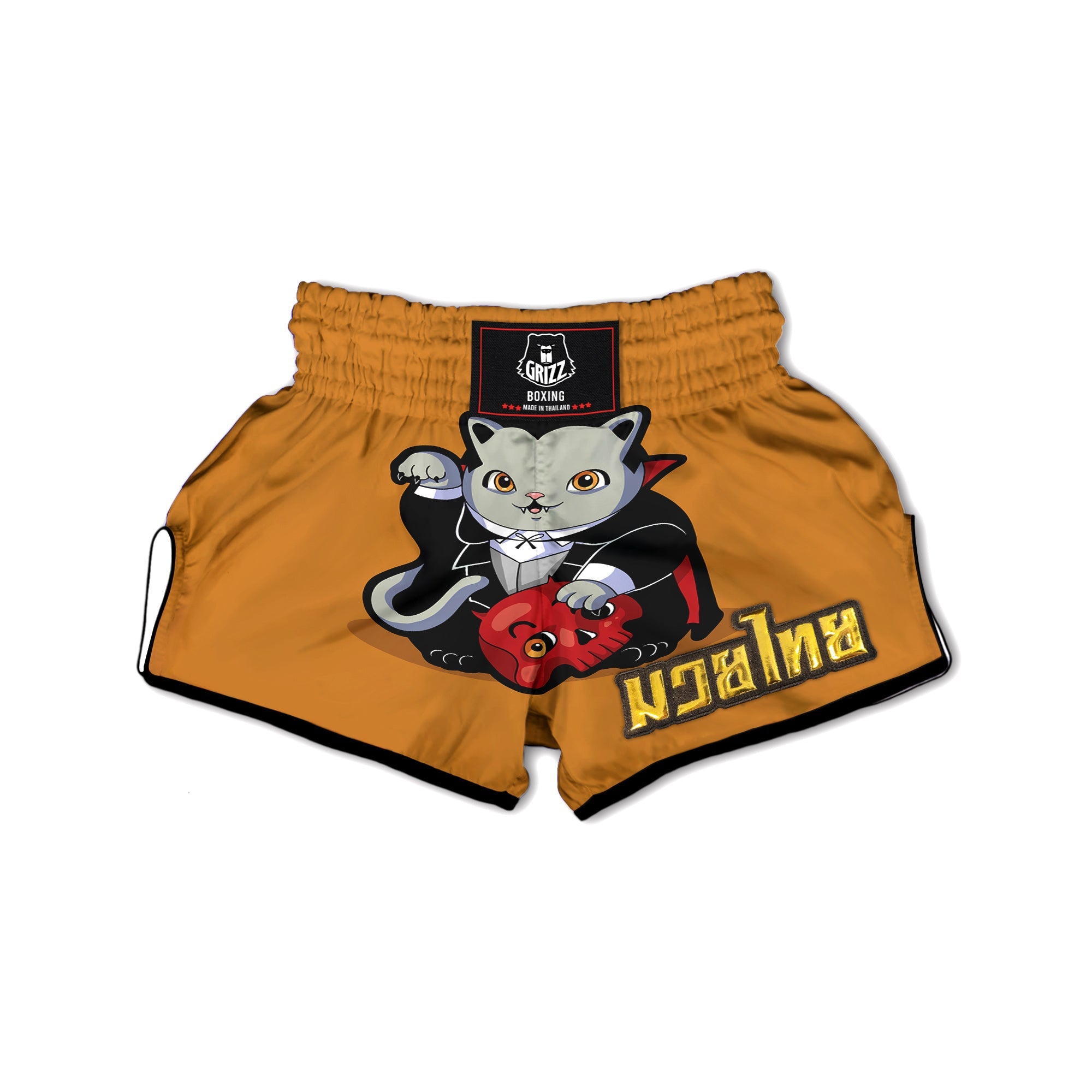 Dracula Cute Cat Print Muay Thai Boxing Shorts-grizzshop