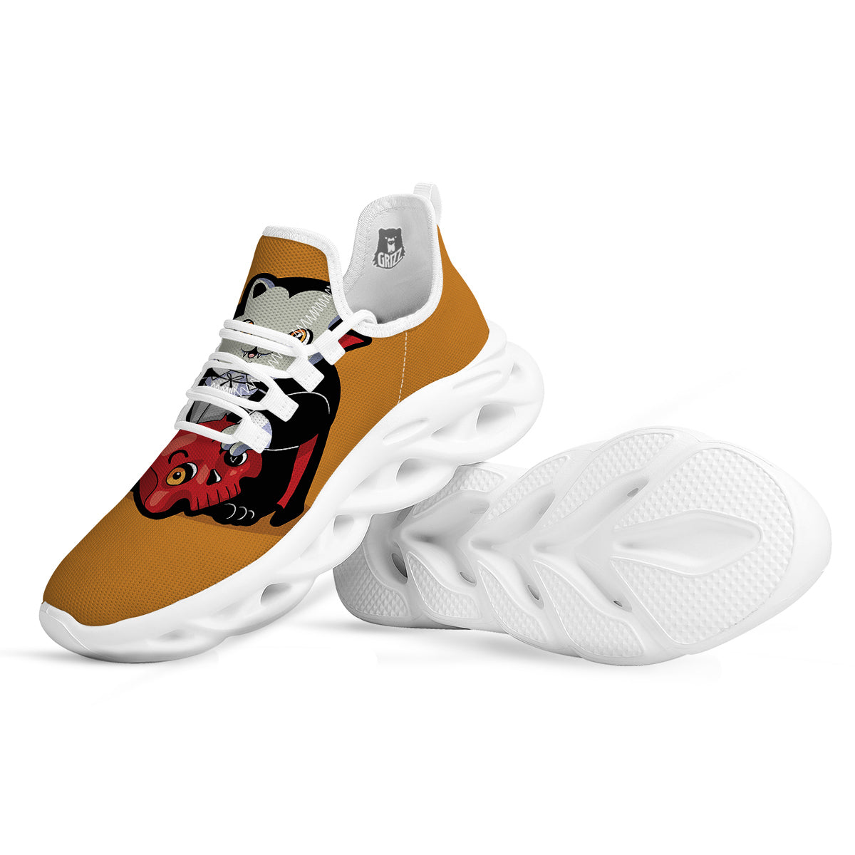 Dracula Cute Cat Print White Running Shoes-grizzshop