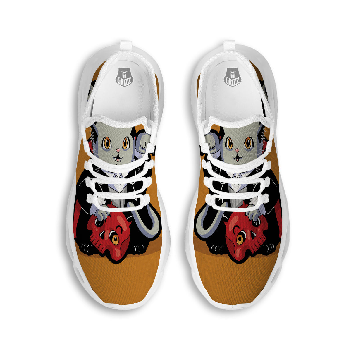 Dracula Cute Cat Print White Running Shoes-grizzshop