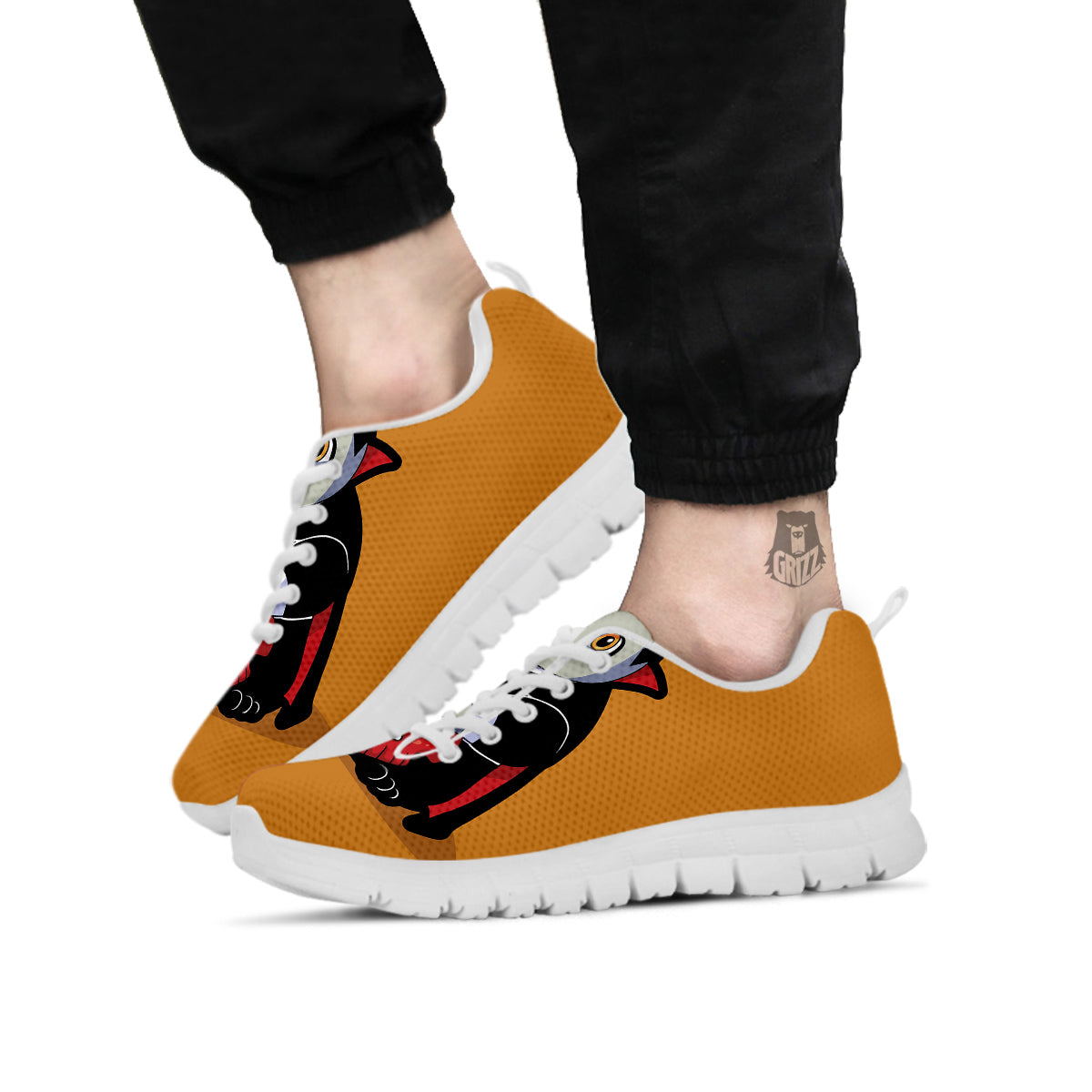Dracula Cute Cat Print White Sneaker-grizzshop