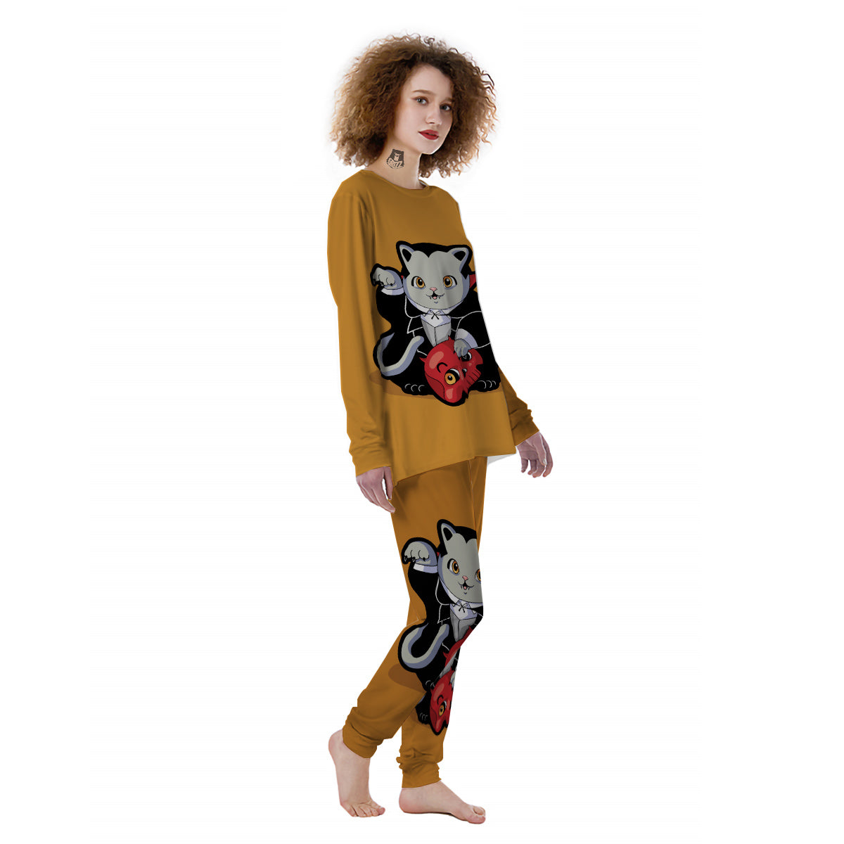 Dracula Cute Cat Print Women's Pajamas-grizzshop