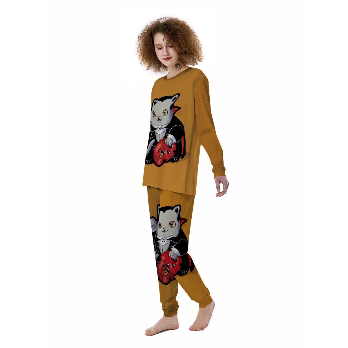 Dracula Cute Cat Print Women's Pajamas-grizzshop