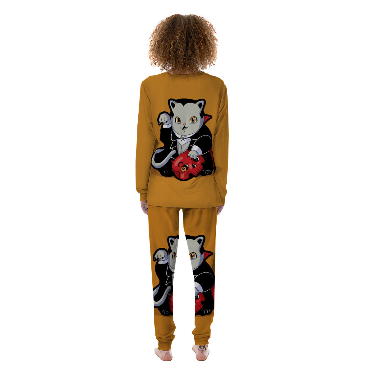 Dracula Cute Cat Print Women's Pajamas-grizzshop
