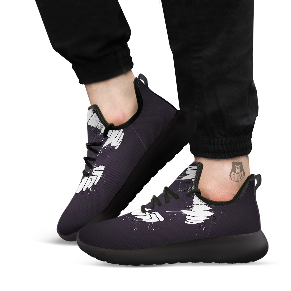 Dracula Fang Print Black Athletic Shoes-grizzshop