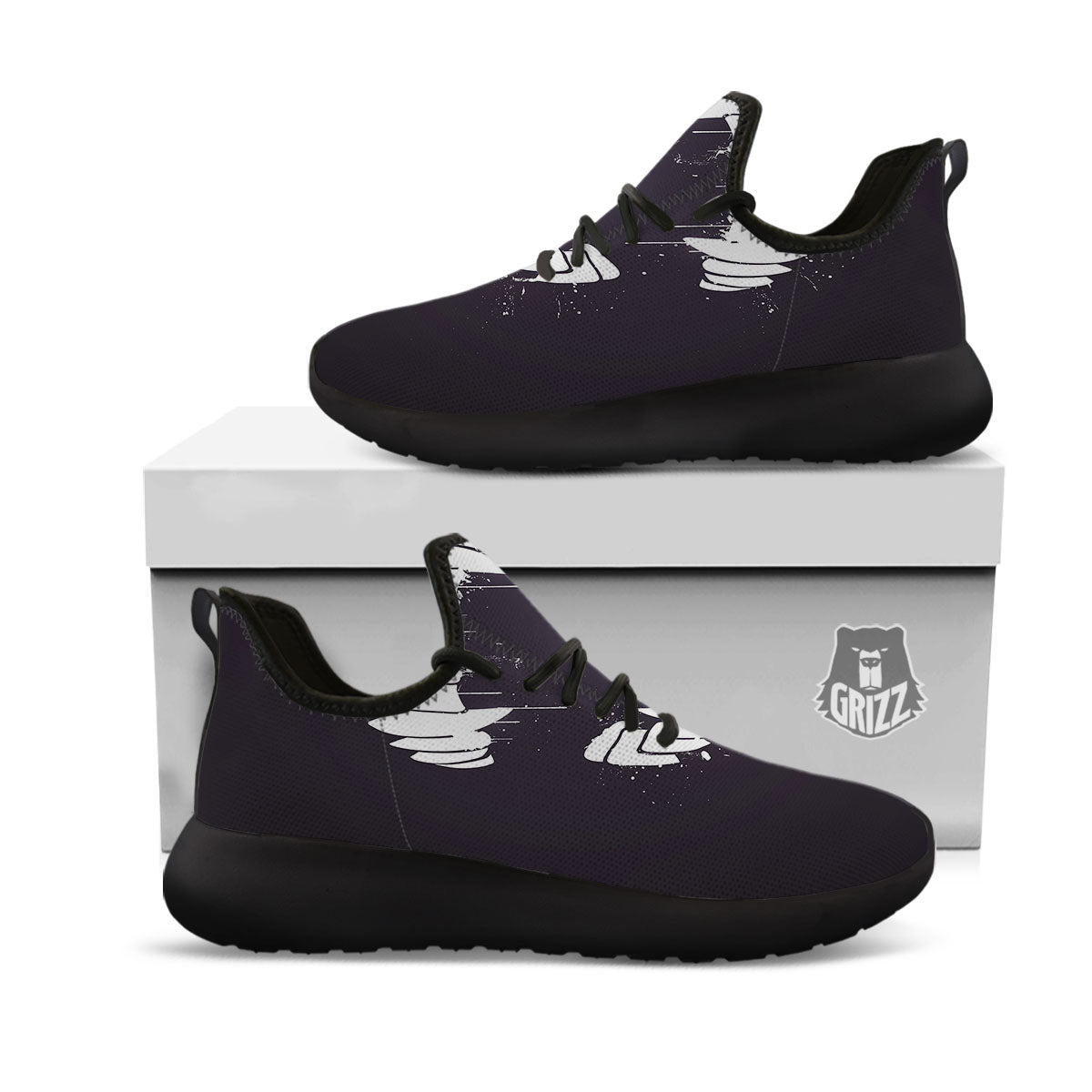 Dracula Fang Print Black Athletic Shoes-grizzshop