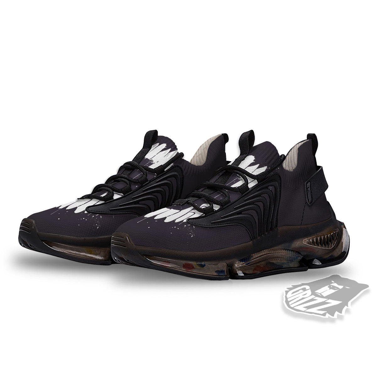 Dracula Fang Print Black Gym Shoes-grizzshop