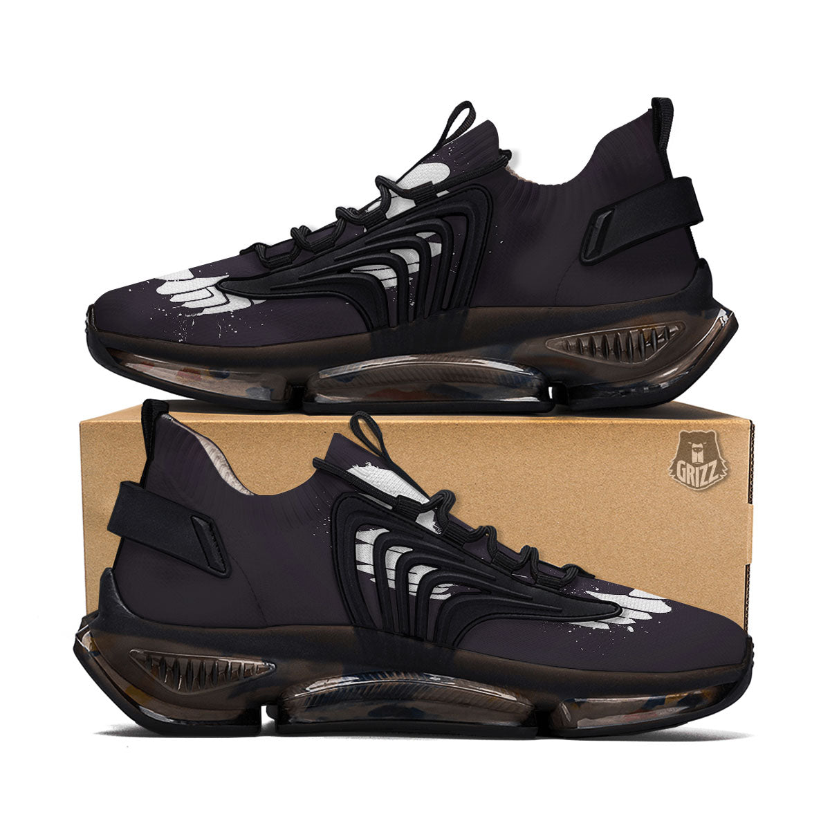Dracula Fang Print Black Gym Shoes-grizzshop