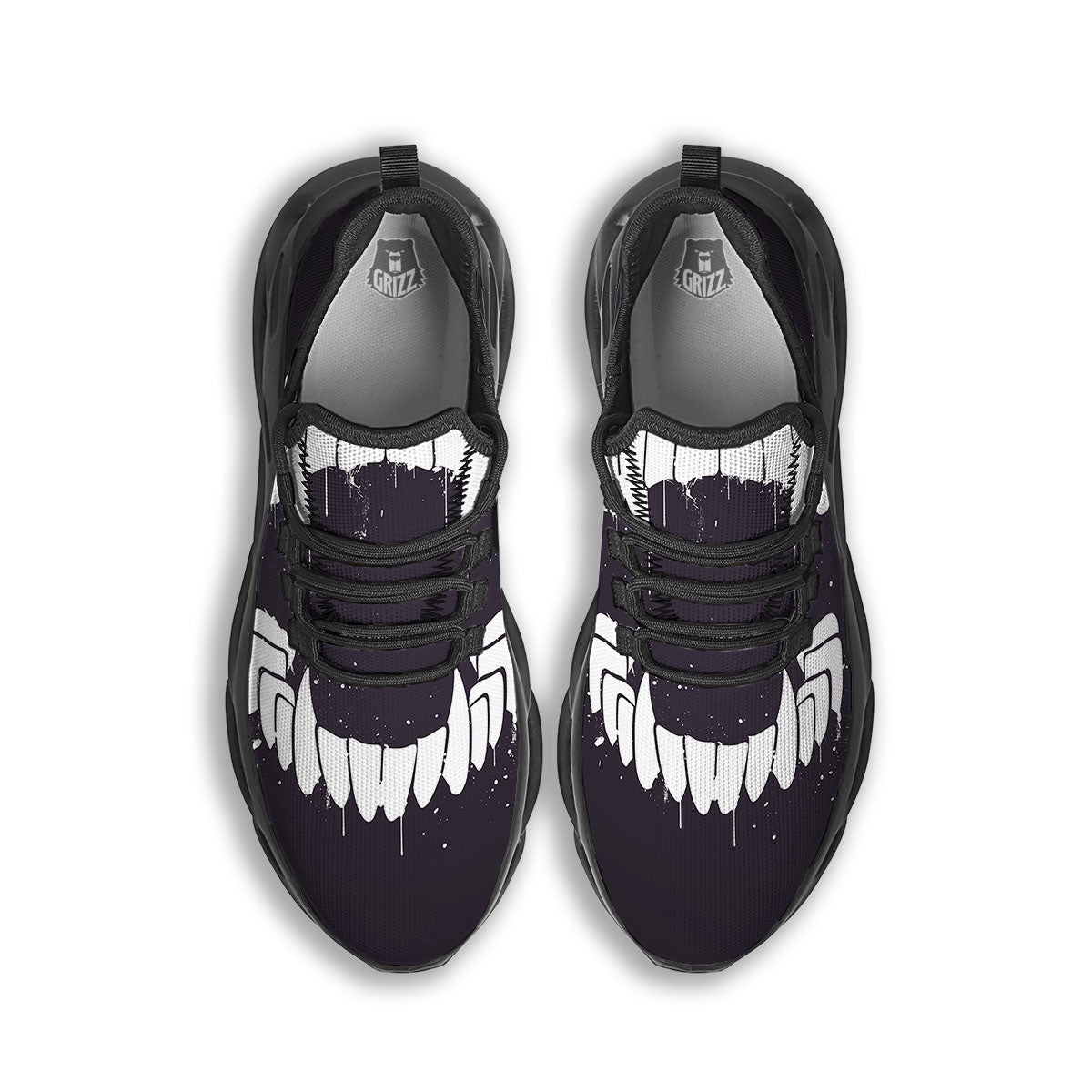 Dracula Fang Print Black Running Shoes-grizzshop