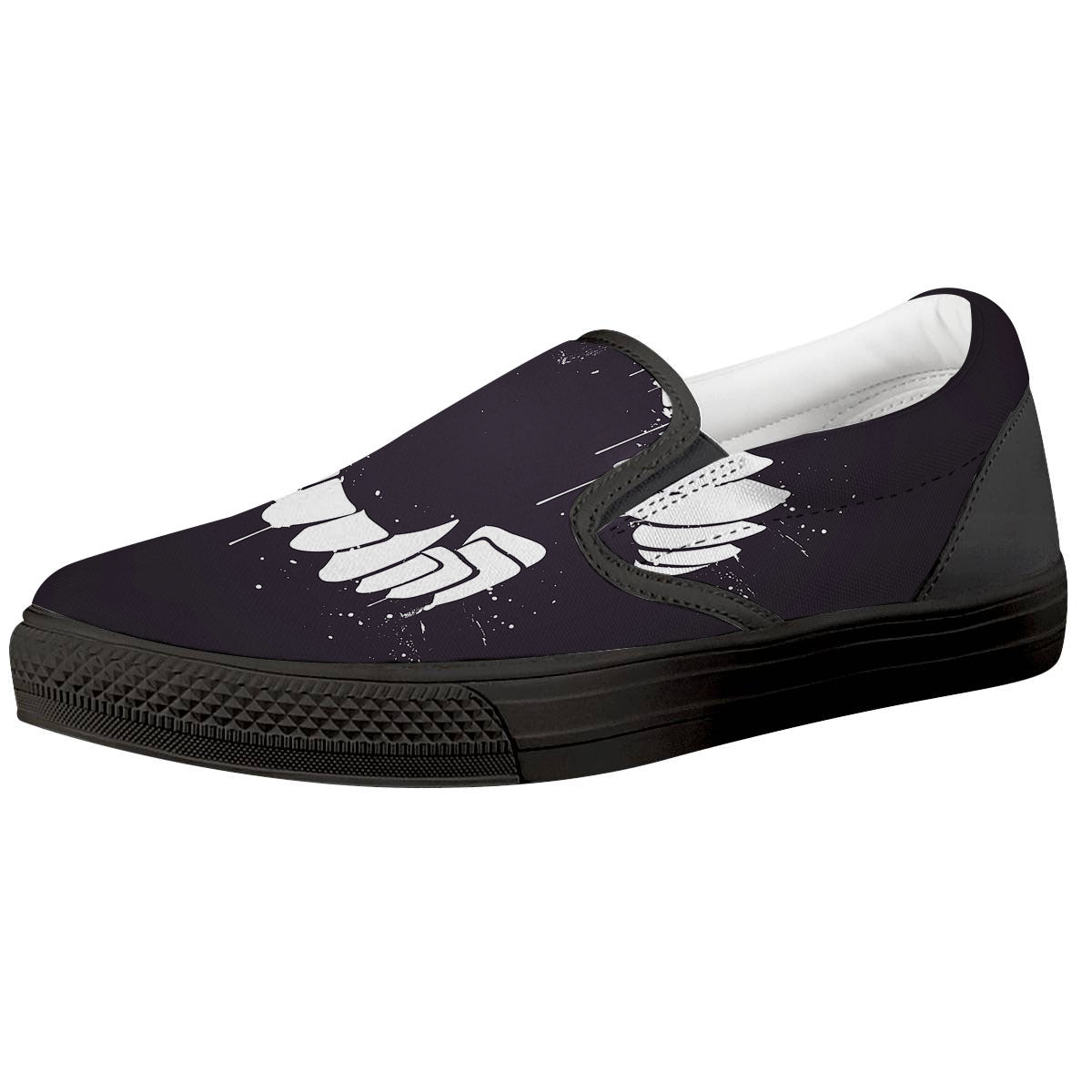 Dracula Fang Print Black Slip On Shoes-grizzshop