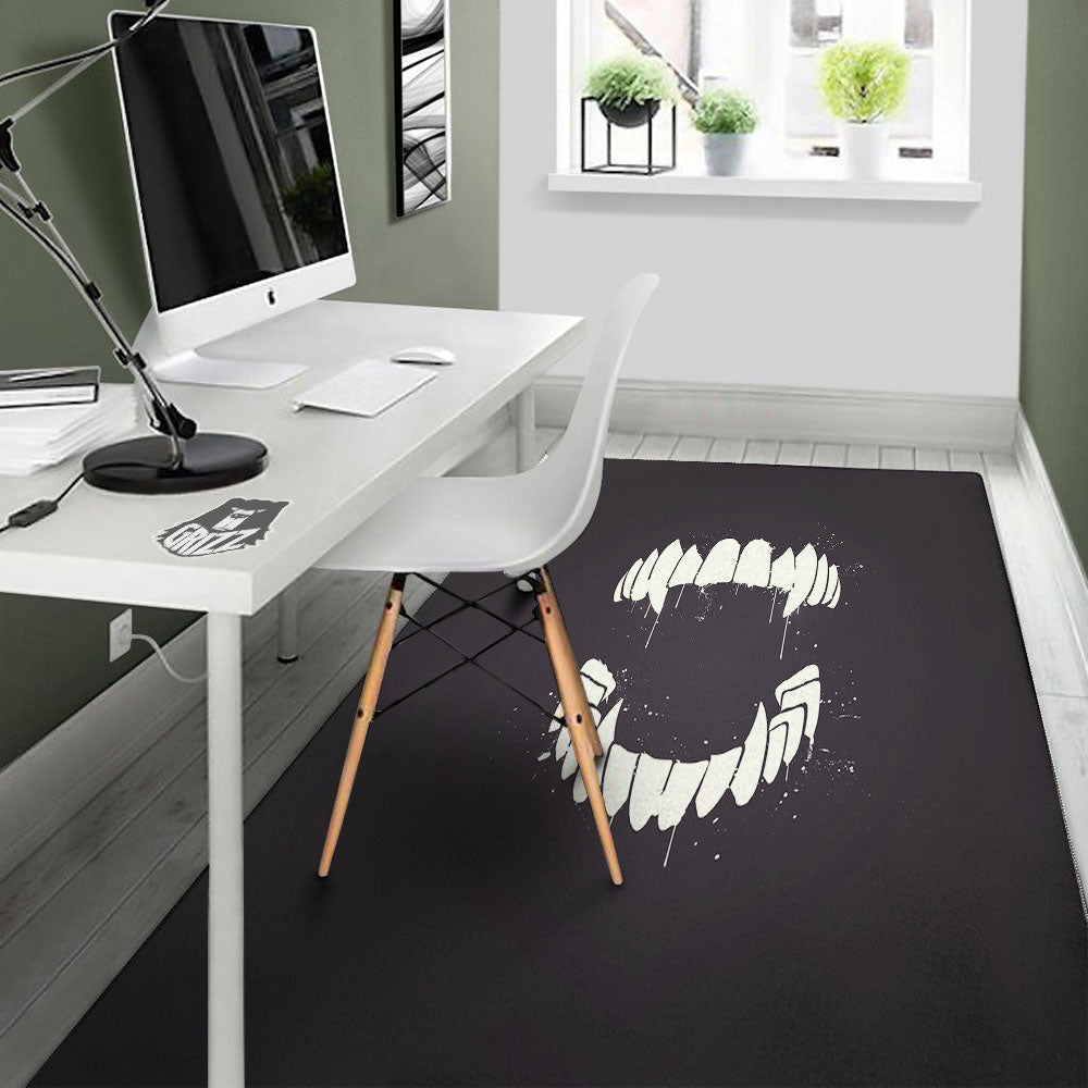 Dracula Fang Print Floor Mat-grizzshop