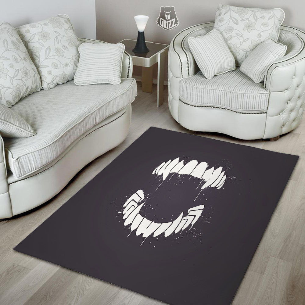 Dracula Fang Print Floor Mat-grizzshop