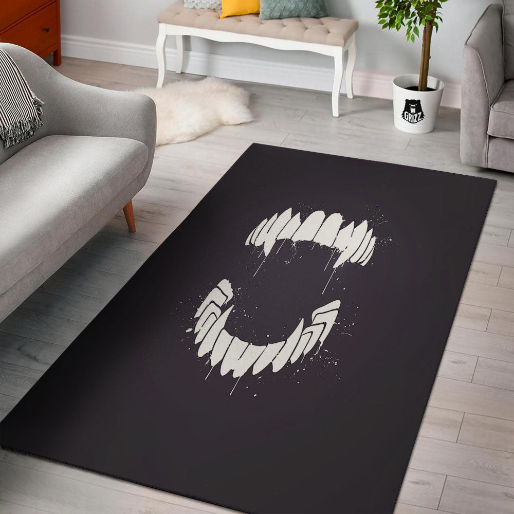 Dracula Fang Print Floor Mat-grizzshop