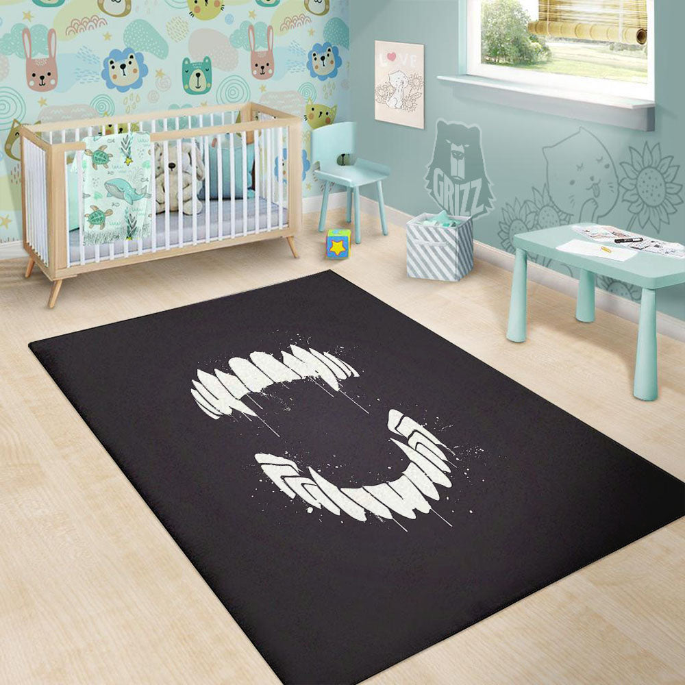 Dracula Fang Print Floor Mat-grizzshop