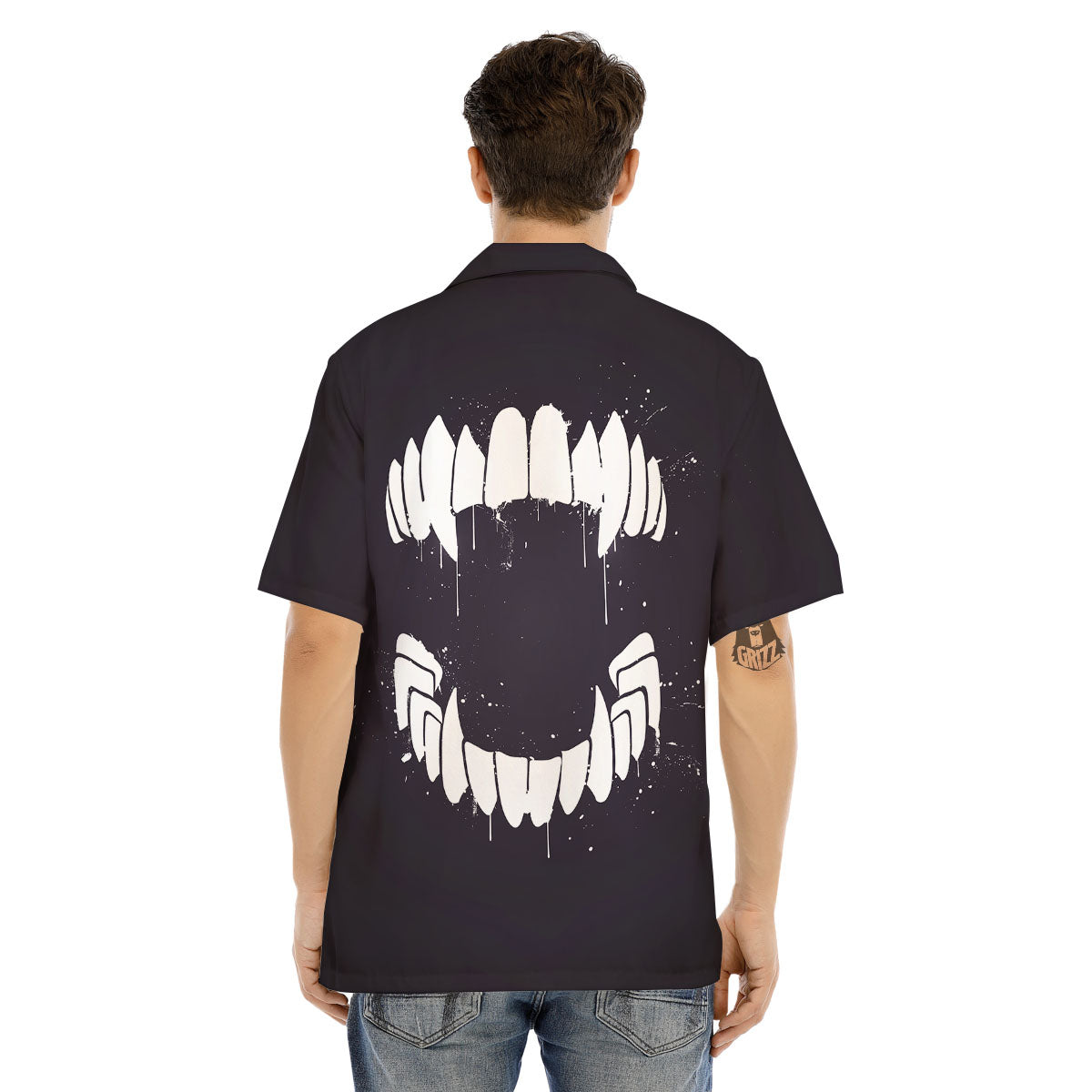 Dracula Fang Print Men's Hawaiian Shirt-grizzshop
