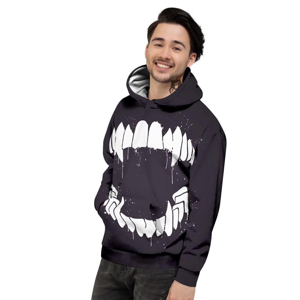 Dracula Fang Print Men's Hoodie-grizzshop