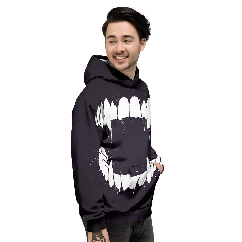 Dracula Fang Print Men's Hoodie-grizzshop