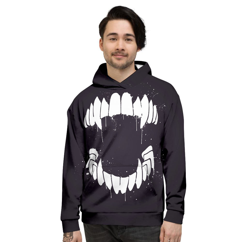 Dracula Fang Print Men's Hoodie-grizzshop