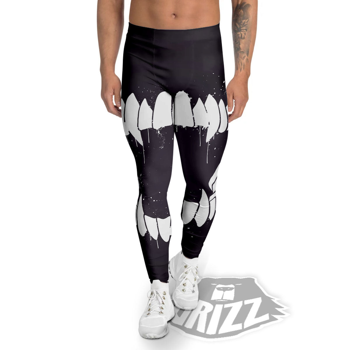 Dracula Fang Print Men's Leggings-grizzshop
