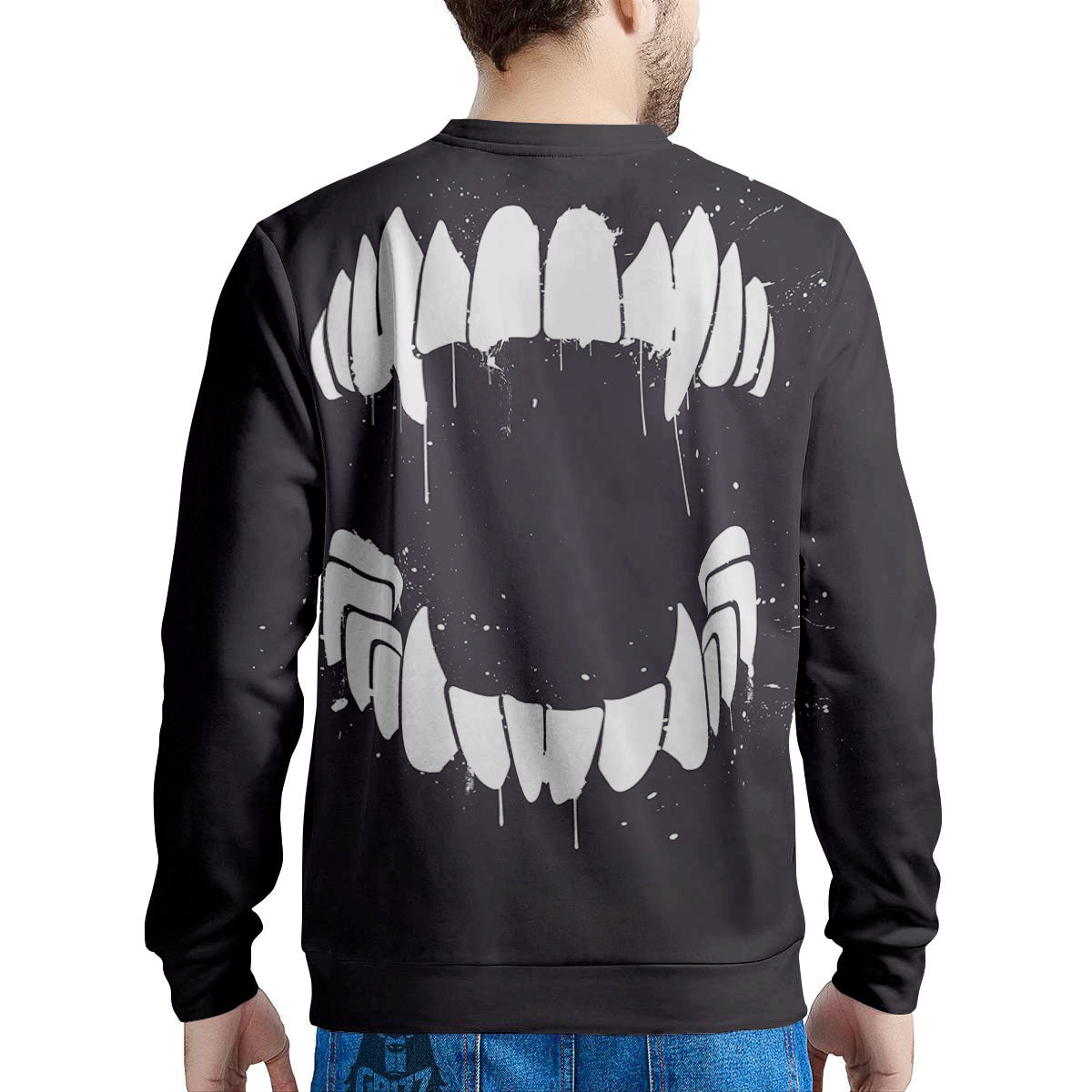 Dracula Fang Print Men's Sweatshirt-grizzshop