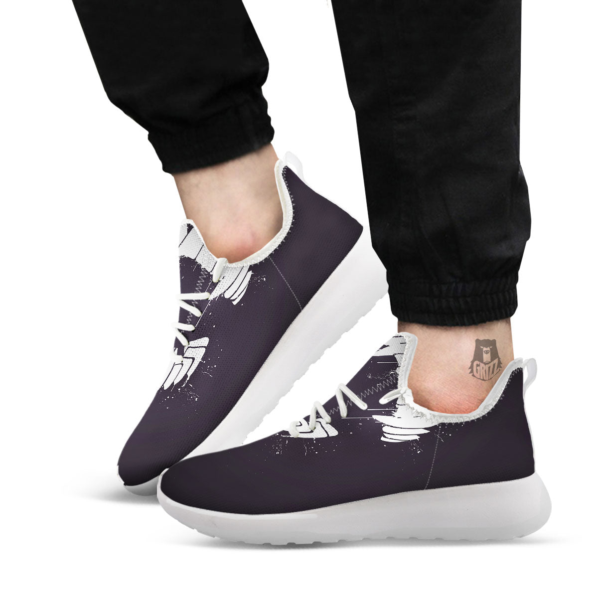 Dracula Fang Print White Athletic Shoes-grizzshop