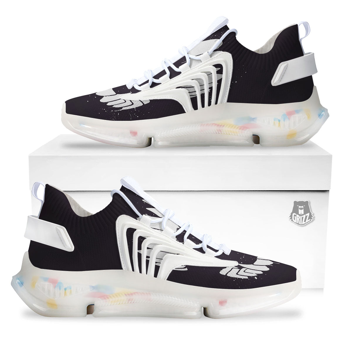 Dracula Fang Print White Gym Shoes-grizzshop