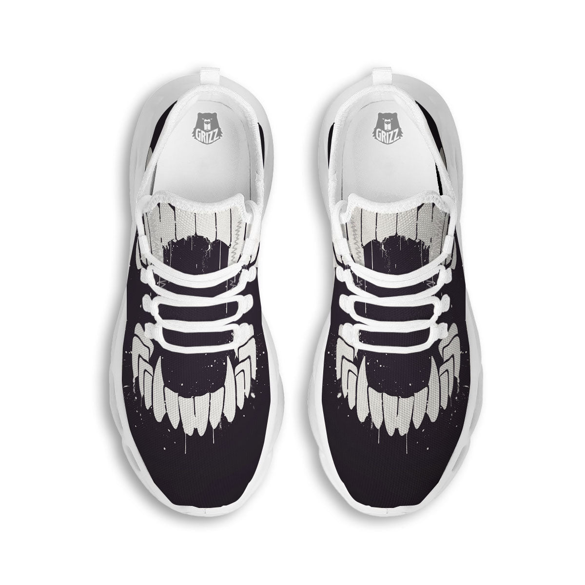 Dracula Fang Print White Running Shoes-grizzshop
