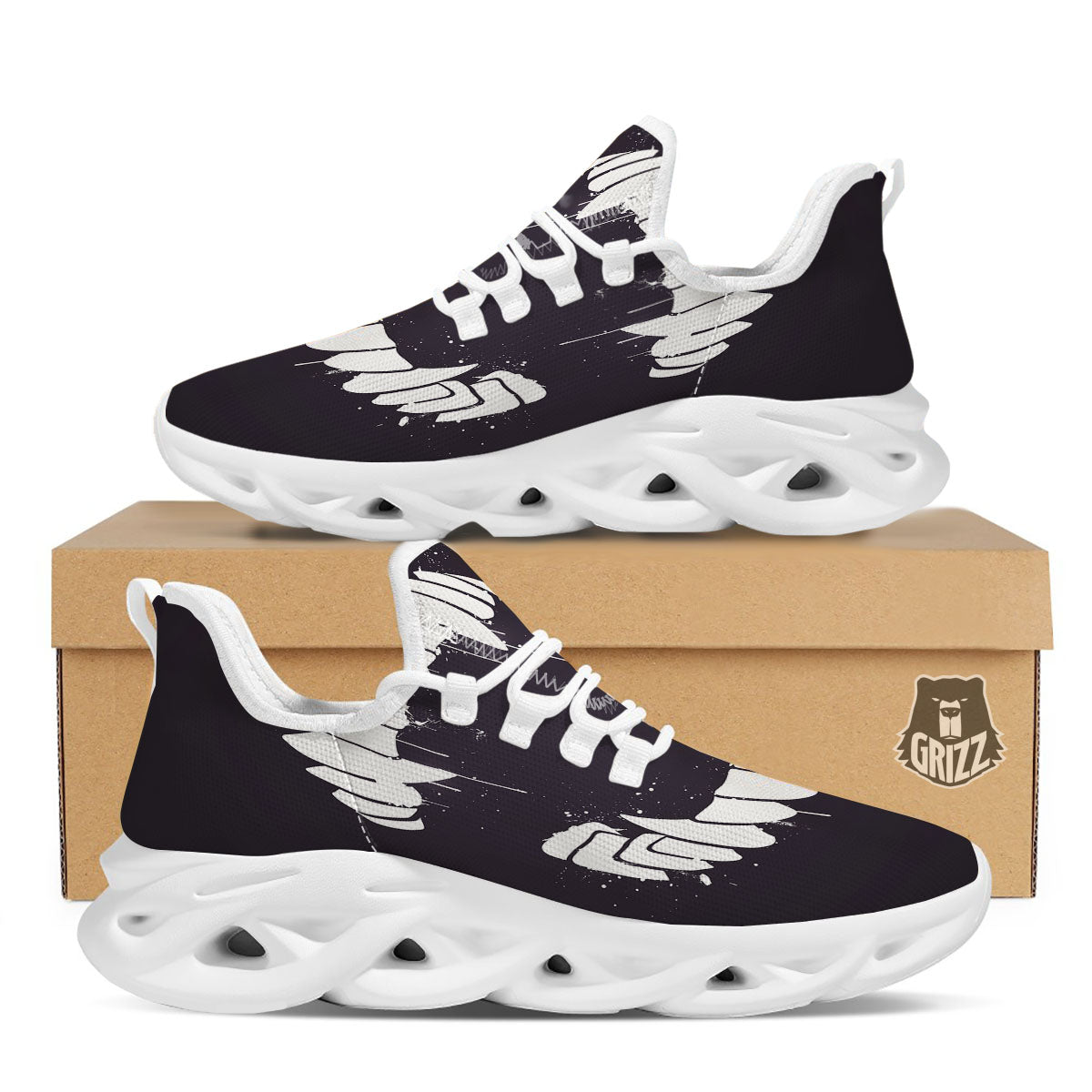 Dracula Fang Print White Running Shoes-grizzshop