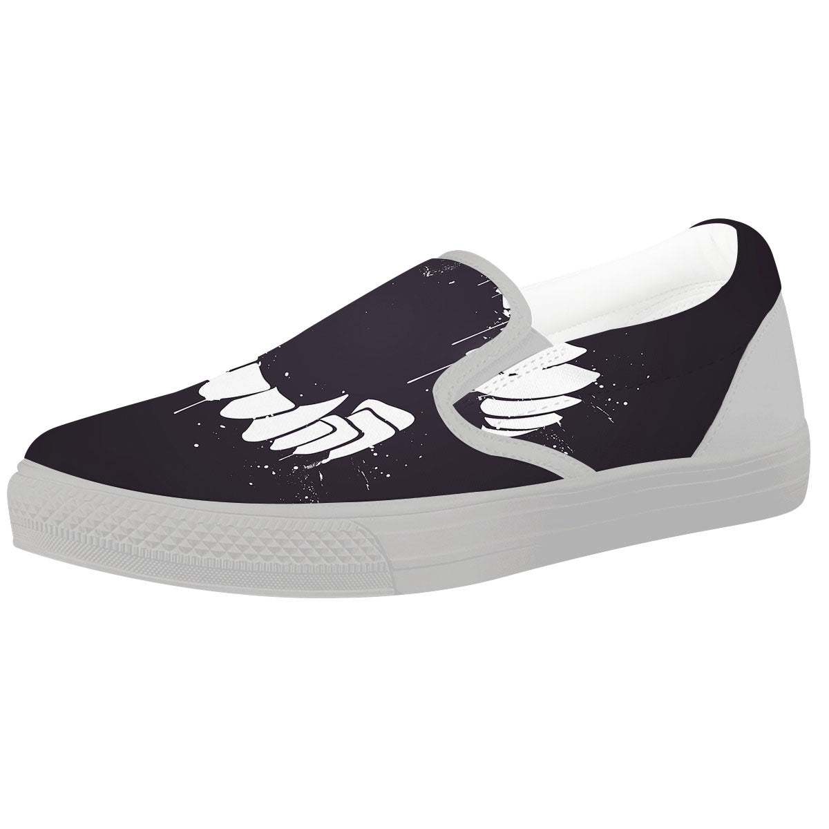 Dracula Fang Print White Slip On Shoes-grizzshop