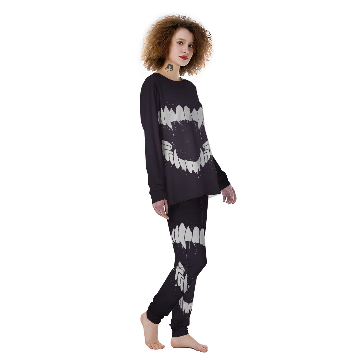Dracula Fang Print Women's Pajamas-grizzshop