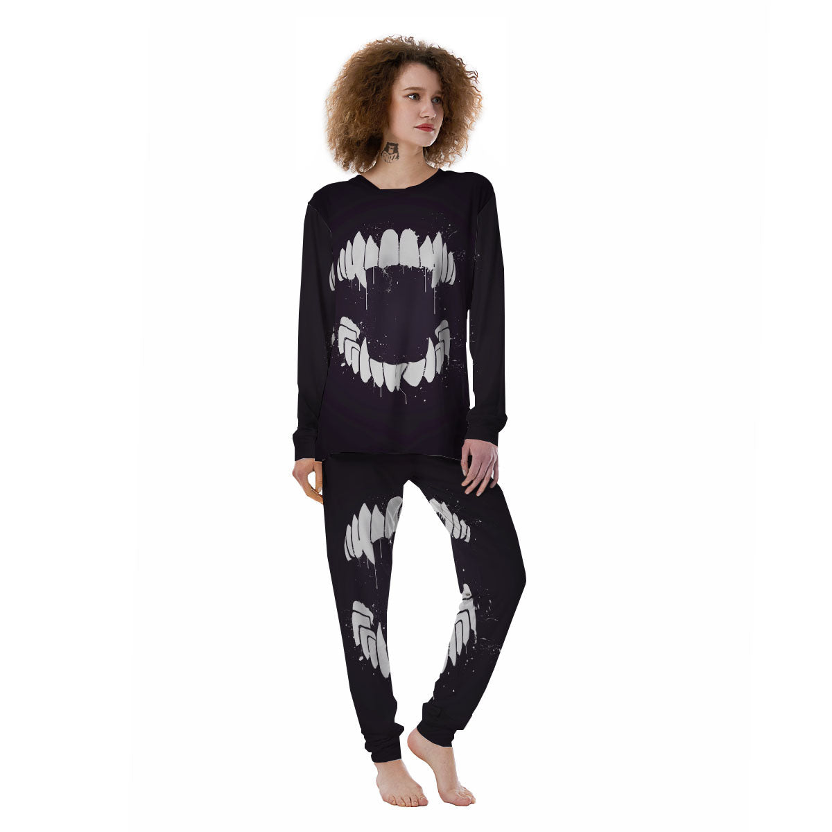 Dracula Fang Print Women's Pajamas-grizzshop