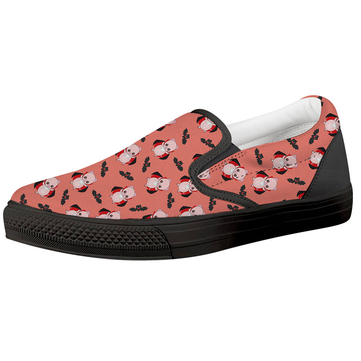Dracula Pig Print Pattern Black Slip On Shoes-grizzshop