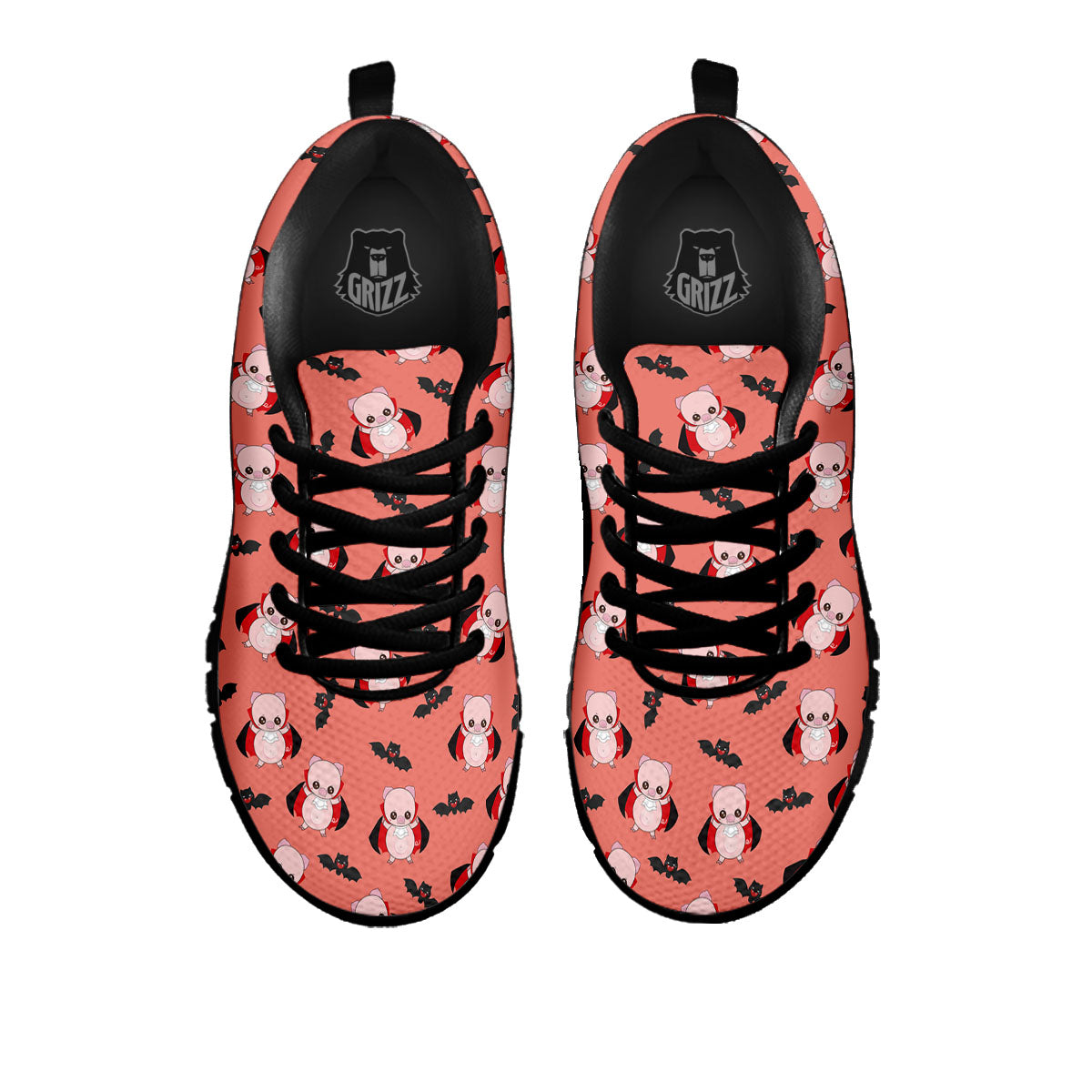 Dracula Pig Print Pattern Black Sneaker-grizzshop